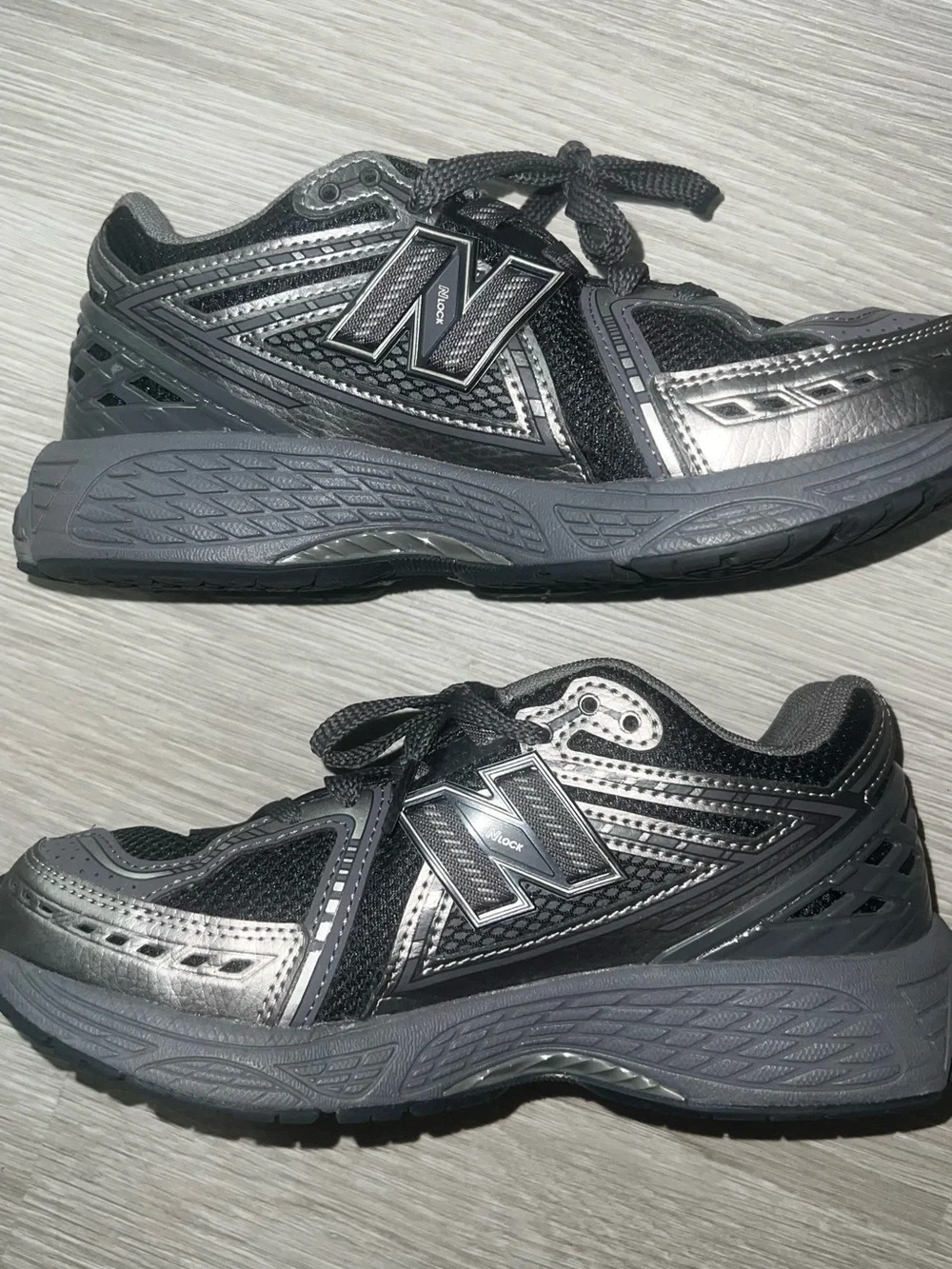 New Balance Kids' Black and Gray Lace-Up Sneakers